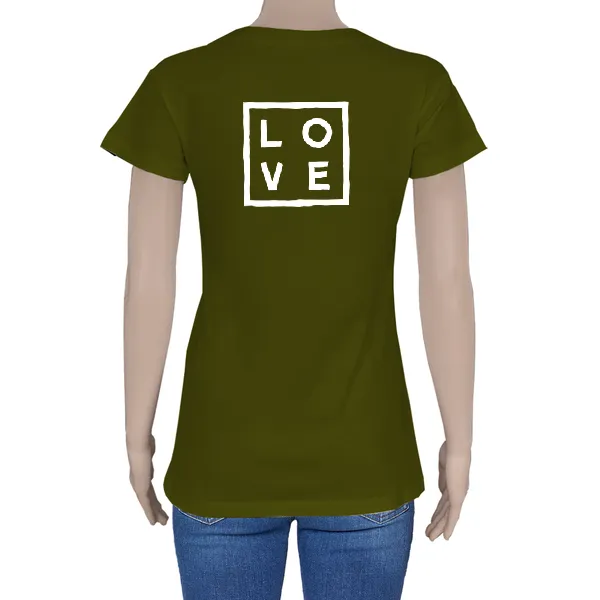 T-shirts - Women - Cotton - Open V – Army green - Classic (Print)