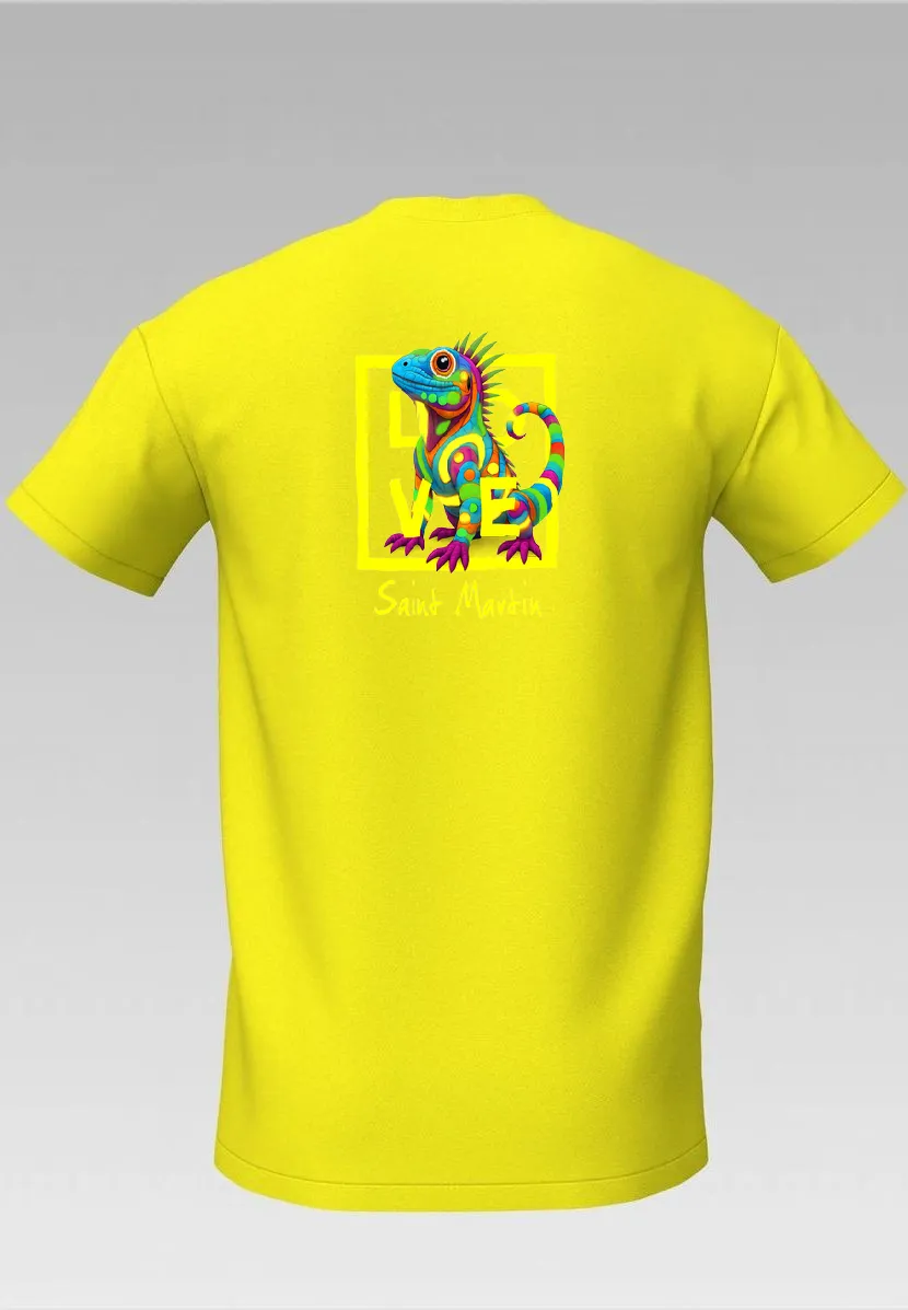Yellow Kids’ Shirt – LOVE Iguana Signature St. Martin – Cotton & Elastane