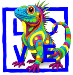 Fluo blue iguana LOVE
