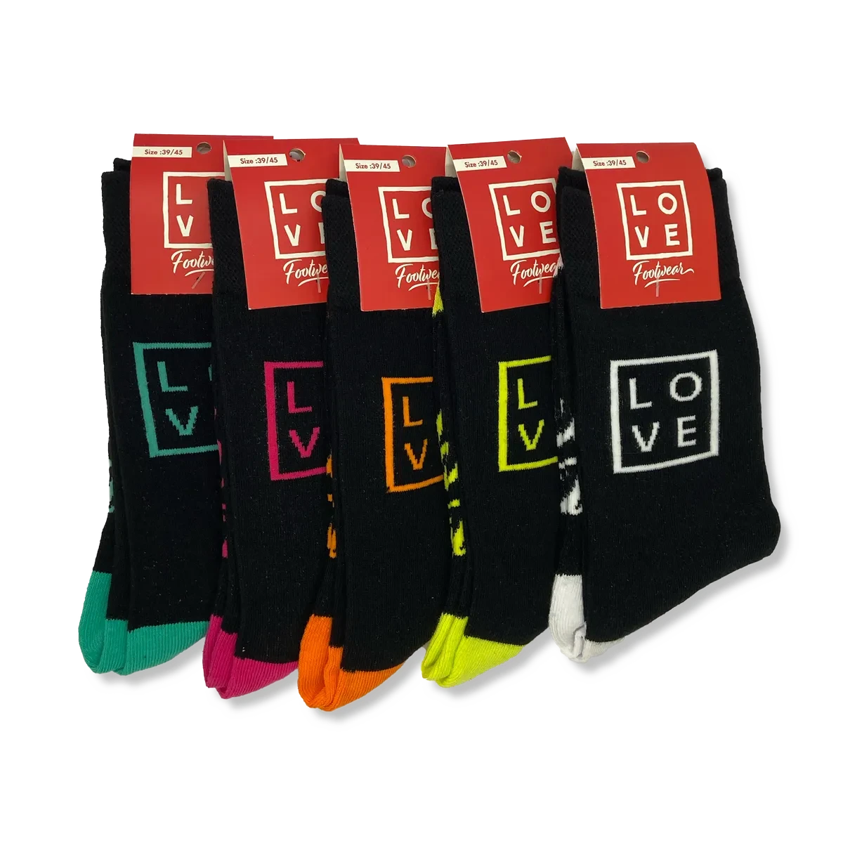 LOVE SOCKS FOOTWEAR CLASSIC BLACK - 5 different colors