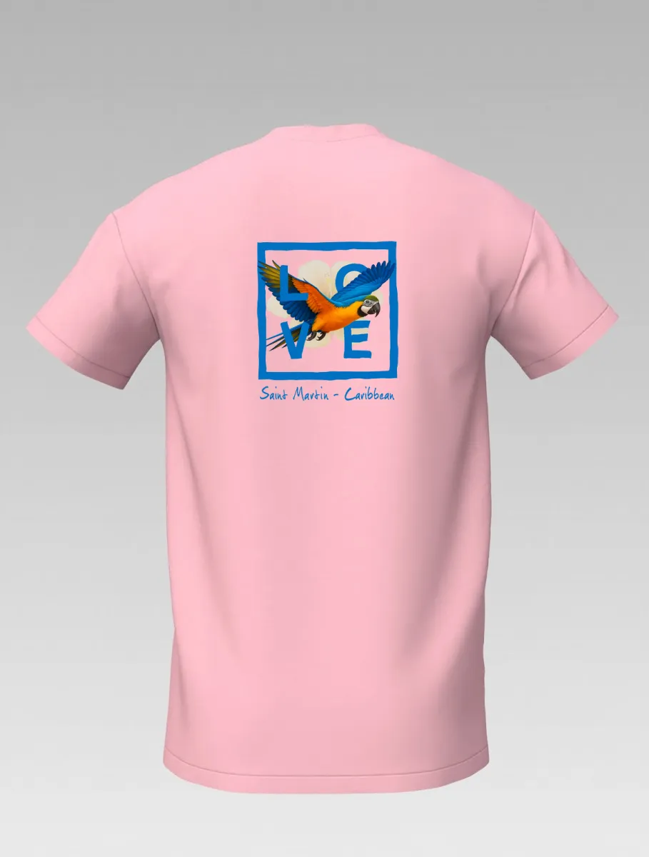 Children’s Pink T-Shirt – Caribbean Parrot – Signature St Martin – LOVE Edition