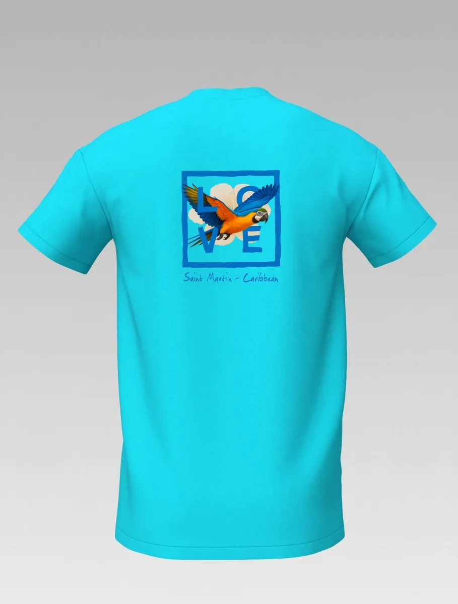Turquoise Kids’ T-shirt – Caribbean Parrot – Signature St Martin – LOVE Edition